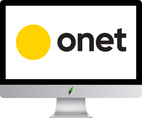 Computerscherm met logo Poolstalig online newsportal - Onet.pl - in kleur op transparante achtergrond - 600 * 496 pixels
